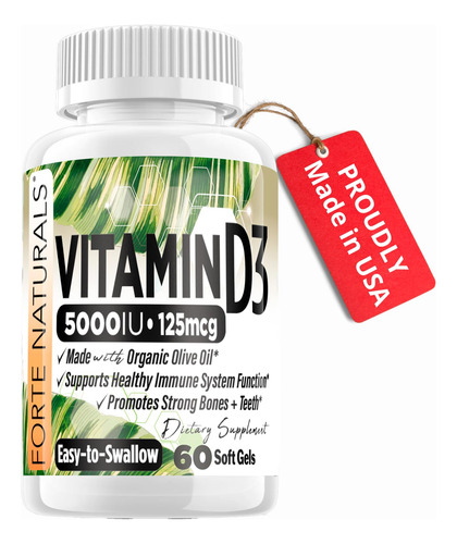 Forte Naturals Vitamina D3 5000 Iu 60 Cápsulas Blandas