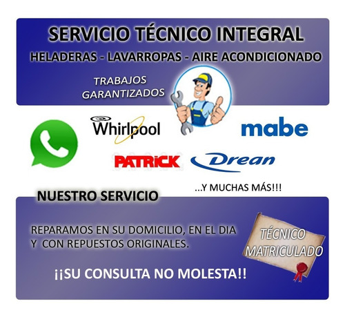 Service Lavarropas Y Heladeras Drean Whirlpool Patrick Gafa