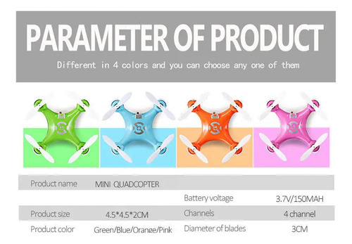 Dron De Control Remoto Rc Quadcopter Cx10, 2,4 G, 4 Canales