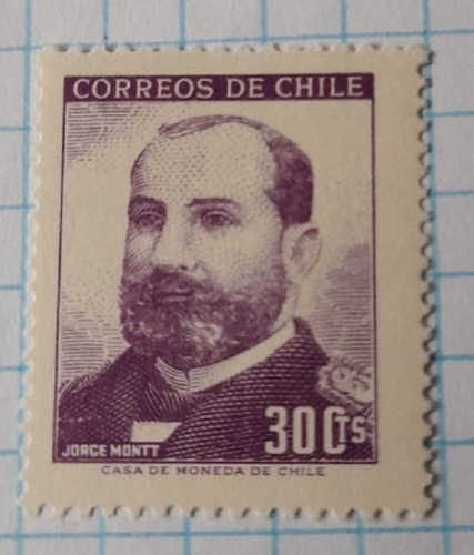 Sello Postal - Chile - Jorge Montt Alvarez ( 1845-1922 )