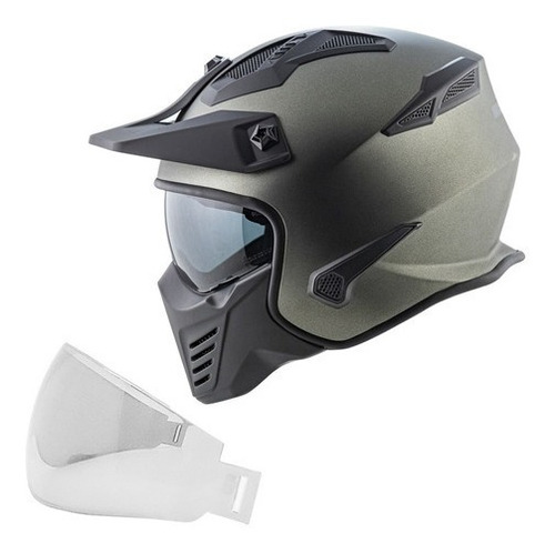 Capacete Moto Norisk Darth Fs726x Preto Fosco 4 Em 1 Cp7 Cor Fosco Titânio Desenho Monocolor Tamanho do capacete 61