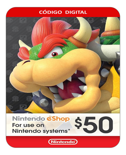 Tarjeta Nintendo Gift Card Eshop $50 Eeuu (código Digital)