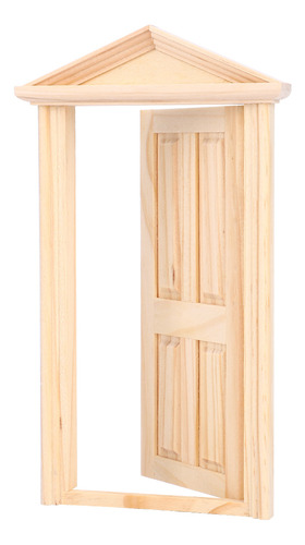 A Puerta De Madera Diy 1:12 Con Forma De Aguja De