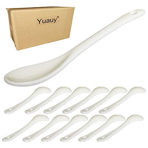 Yuauy 12 Cucharas De Porcelana Para Huevos, Cucharas De Cerá