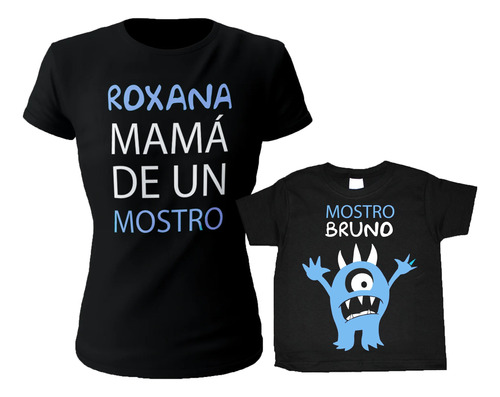 Juego Playeras Personalizadas Adulto Niño Mamá Hijo Mostro