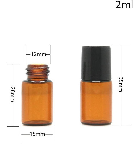 Imagen 2 de 5 de 25 Botellas Ámbar De 2ml Con Roll On De Acero Inoxidable