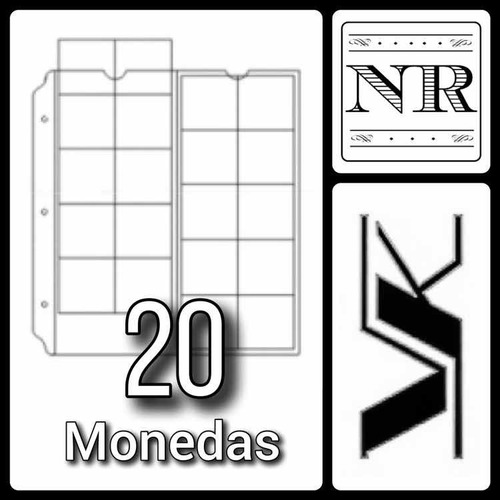 Imagen 1 de 2 de 10 Hojas Para Monedas Formato Clasico - Vk - 20 Espacios