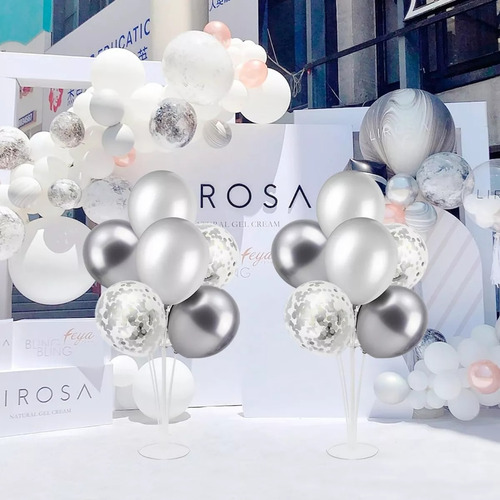 Centro De Mesa Globos Chrome Dorado Y Plata + Cristal X 8un Color Dorado Y Plateado