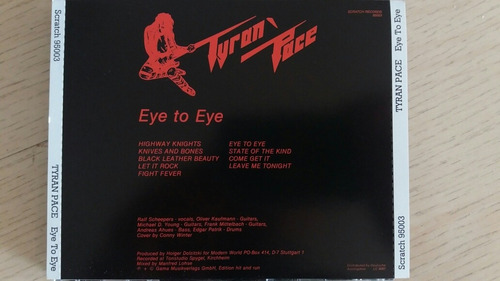 Cd Tyran Pace - Eye To Eye (84) Ralph Scheepers Metal Alemão (Usado)