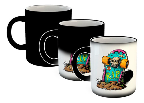 Taza Magica Skate Patineta Calavera Ruedas