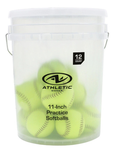 Athletic Works Cubeta C/ 12 Pelotas De Practica Softbol 11in