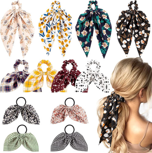 12 Ligas Para El Cabello Pelo Coleteros Scrunchie Accesorios