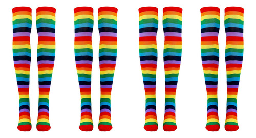 8 Calcetines Coloridos Con Rayas De Arcoíris Por Encima De L