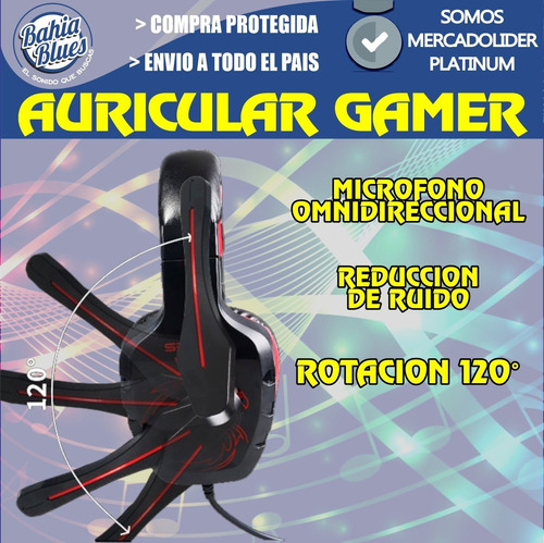 Auricular Gamer Con Microfono Ideal Pc Ps4 Xbox Gaming