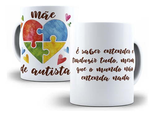 Kit Presente Mãe De Autista - Caneca, Chaveiro E Cordão