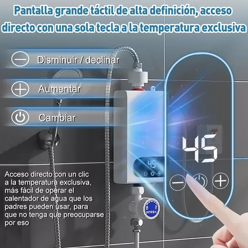 Calentador de Agua Eléctrico Instantáneo para Ducha Pantalla LED 3500W