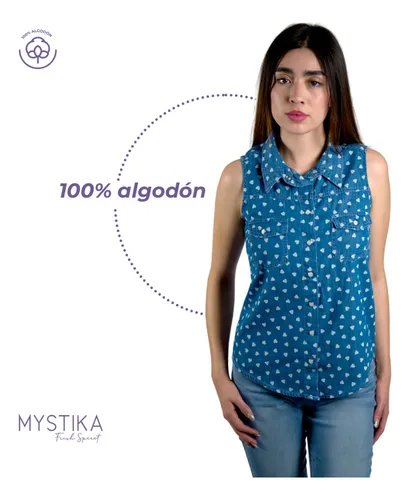 Blusa de mezclilla sin manga hotsell