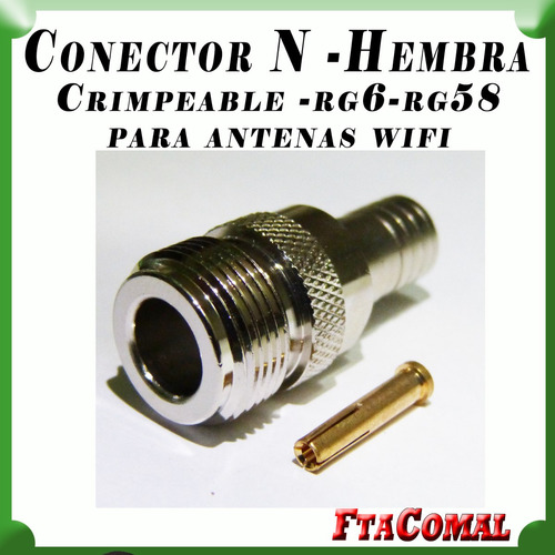Conector N Hembra Crimpeable Rg6 Wifi