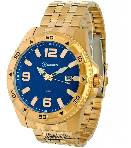 Relógio X-games Masculino Xmgs1025 D2kx Dourado Azul Oferta