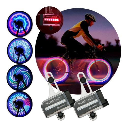 Luces Led Bicicleta Ruedas 14 Colores 30 Efectos Ipx5 Set X2