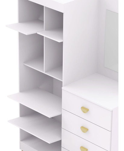 Guarda Roupa Cômoda Com Espelho 120cm Rita Flex Branco V02 -