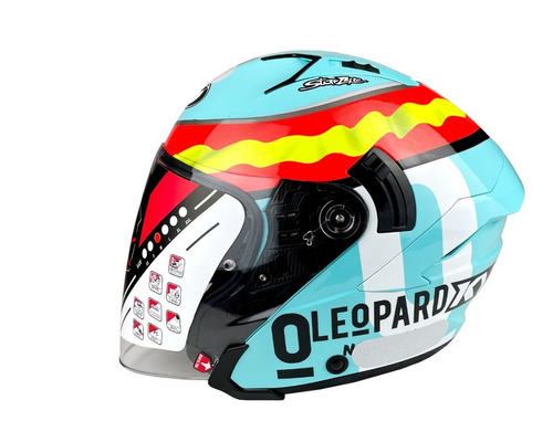 Capacete Aberto Kyt Nf-j Piloto Gp Jaume Masia Leopard Azul