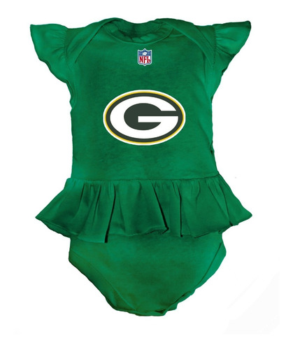 Pañalero Bebe Niña Vestido Futbol Green Bay Algodon Verde