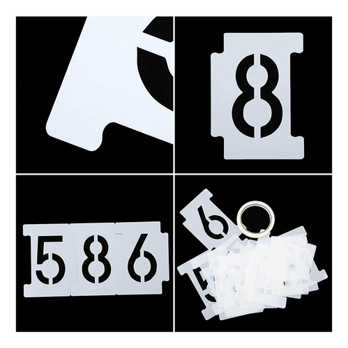 4 Kit De Estênceis De Pintura Em Spray, Modelo 10 Números