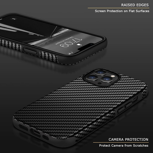 Funda Para iPhone 13 Pro Max Fibra De Carbono Negra Silic...