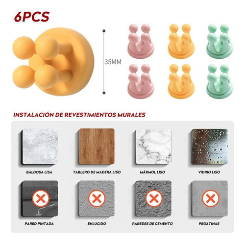 6 Soportes De Silicona Para Cepillos De Dientes, Ganchos