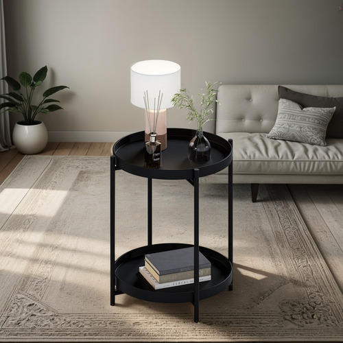 Mesa Auxiliar Minimalista Para Sala Jardín O Recamara Negra