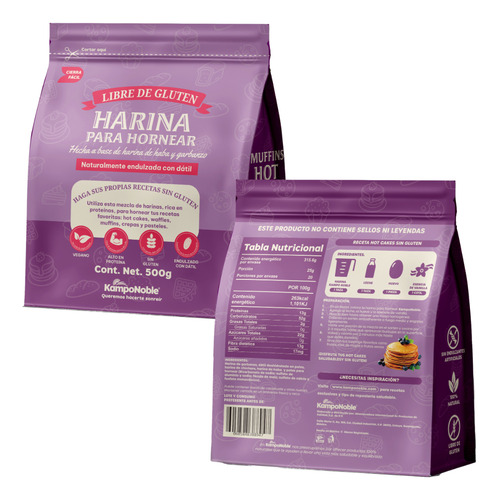 Harina Para Hornear Legumbres Sin Gluten Endulzada Con Dátil