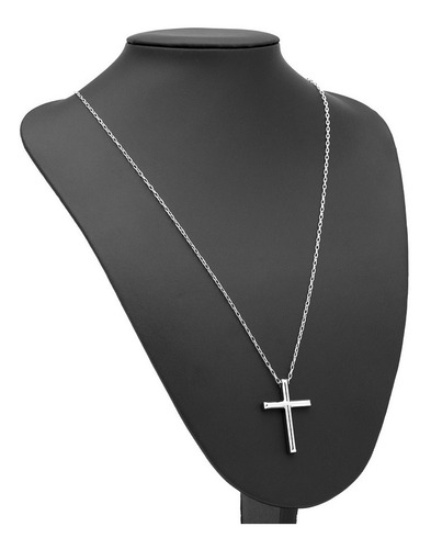 Corrente Cordão + Pingente Crucifixo Aço Inox J-477 Ogrife