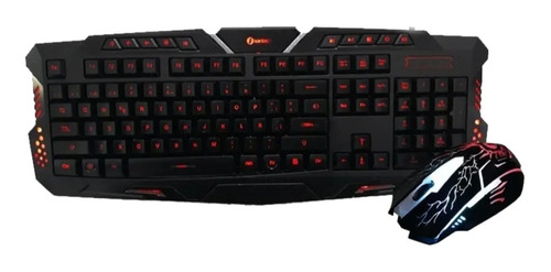 Imagen 1 de 2 de Kit de teclado y mouse gamer Santech M200 Español España de color negro