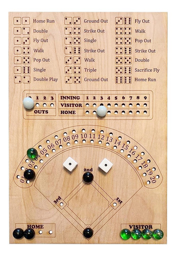 Juego De Mesa Gaomeida, Dados De Béisbol De Madera Con Canic