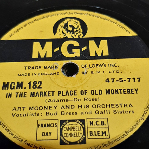 Pasta Art Mooney Orch Bud Brees Galli Sisters Mgm C311