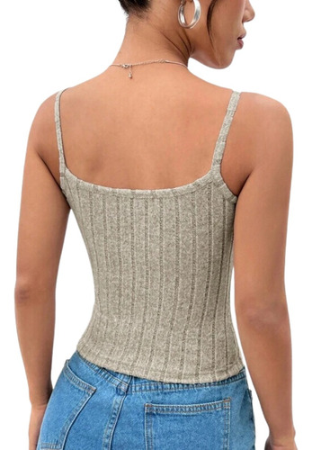 Shein Top Blusa Color Gris Talla Mediana Moda Mujer
