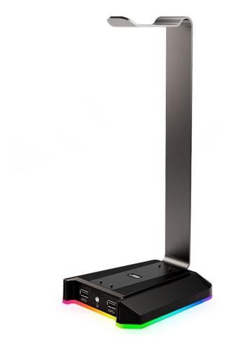 Imagen 1 de 5 de Soporte Para Audifonos Vsg Atlas Rgb Hub Usb 3.5mm Vg-hh136
