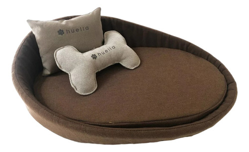 Cama Para Perros Huella Paris Talle 4 66x45cm 2 Almohadones Color Chocolate Diseño Liso