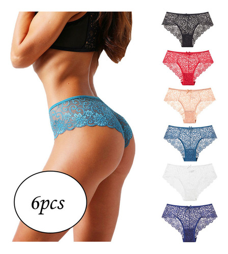 Paquete De Bragas De Bikini De Encaje Para Mujer, Cómodos Ca