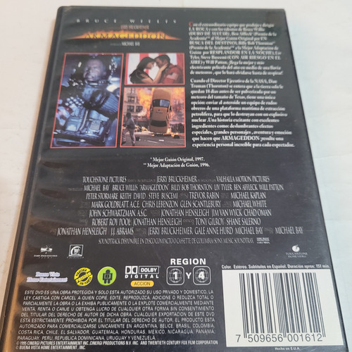 Dvd,armageddon,willis,michael Bay,touchstone,caballito (Usado)