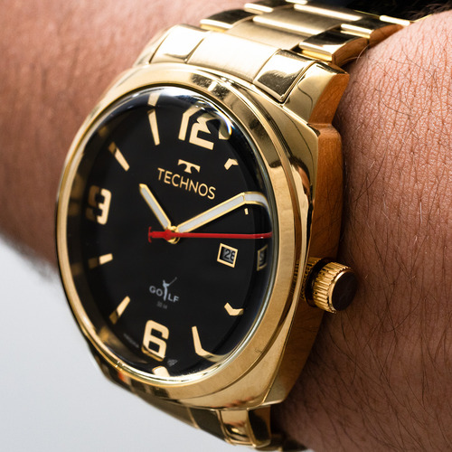 Relógio Technos Masculino Golf Dourado - 2115txd/1p Bisel Preto