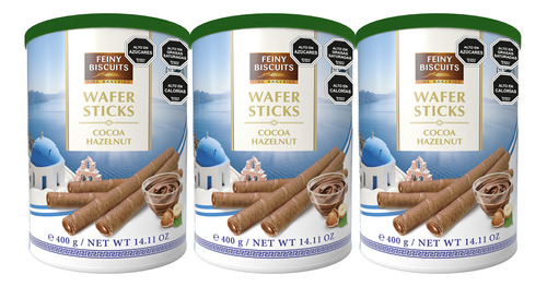 Pack 3 Latas Barquillos Wafer Sticks Crema Avellana 400g