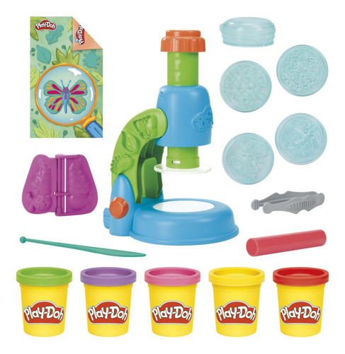 Set De Masas Play Doh Microscopio Luminoso Color Azul