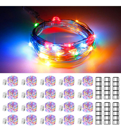 Paquete De Luces De Alambre De Color Multicolor Frio 20 Pcs