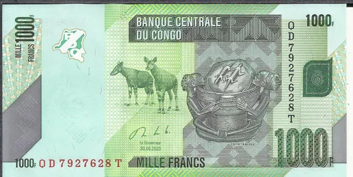 Congo Billete 1000 Francos 2020