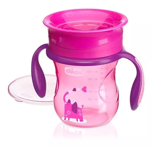 Vaso para bebés con aza antiderrame Chicco Training Cup color blue de 200mL