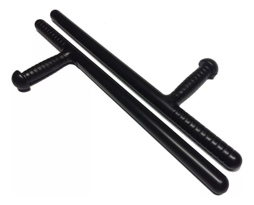 2x Bastón Tonfa Defensa Personal Negro De Policarbonato 59cm