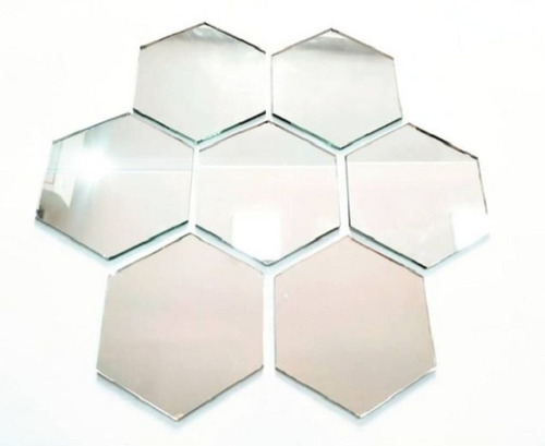 Espejo 3mm Hexagonal Pack 10u. 10cm De Lado C/ Cinta Bifaz