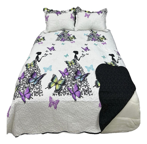 Cubrecama Tipo Quilt Con Estampados Luminosos 2 Plazas